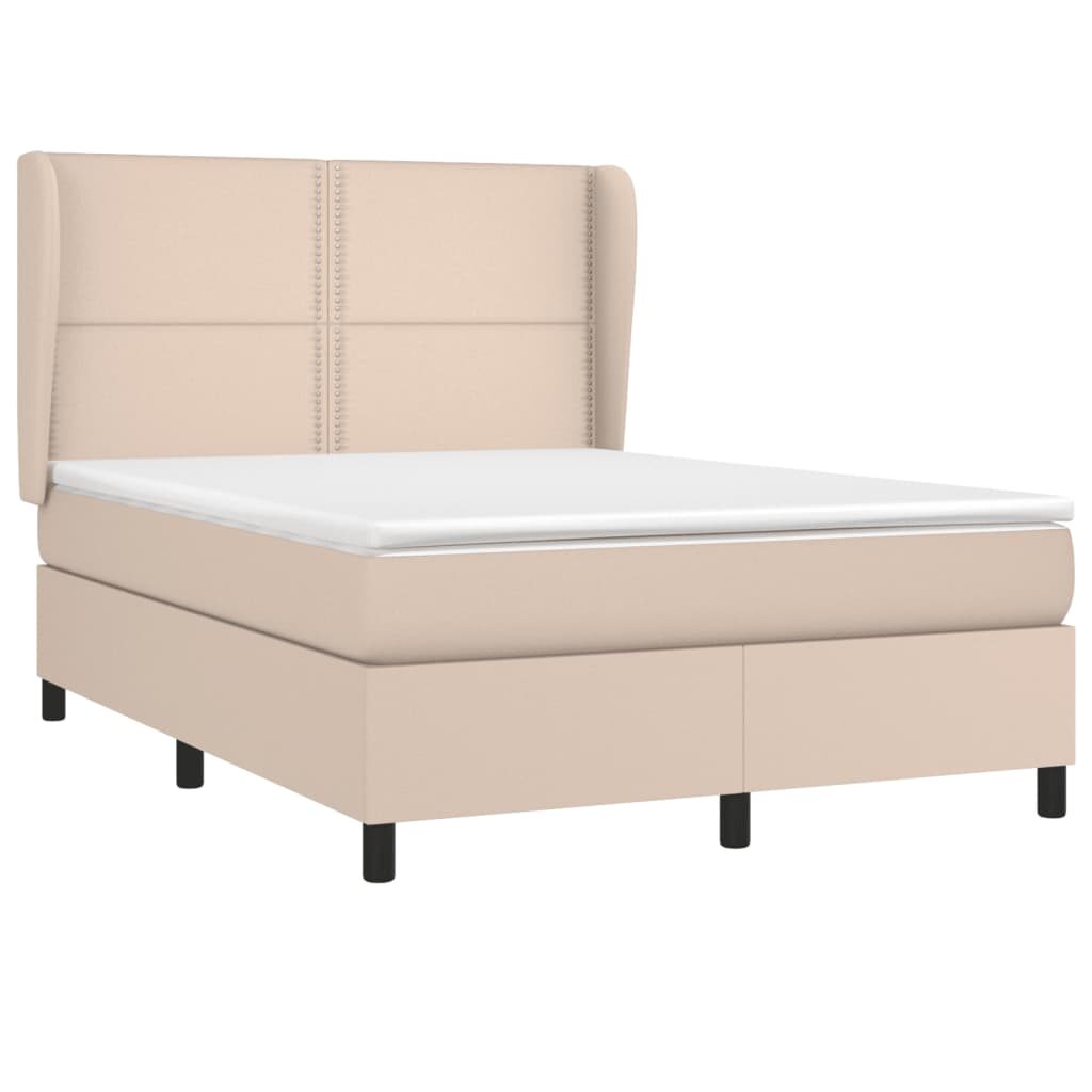 Κρεβάτι Boxspring με Στρώμα Καπουτσίνο 140x200εκ.από Συνθ.Δέρμα