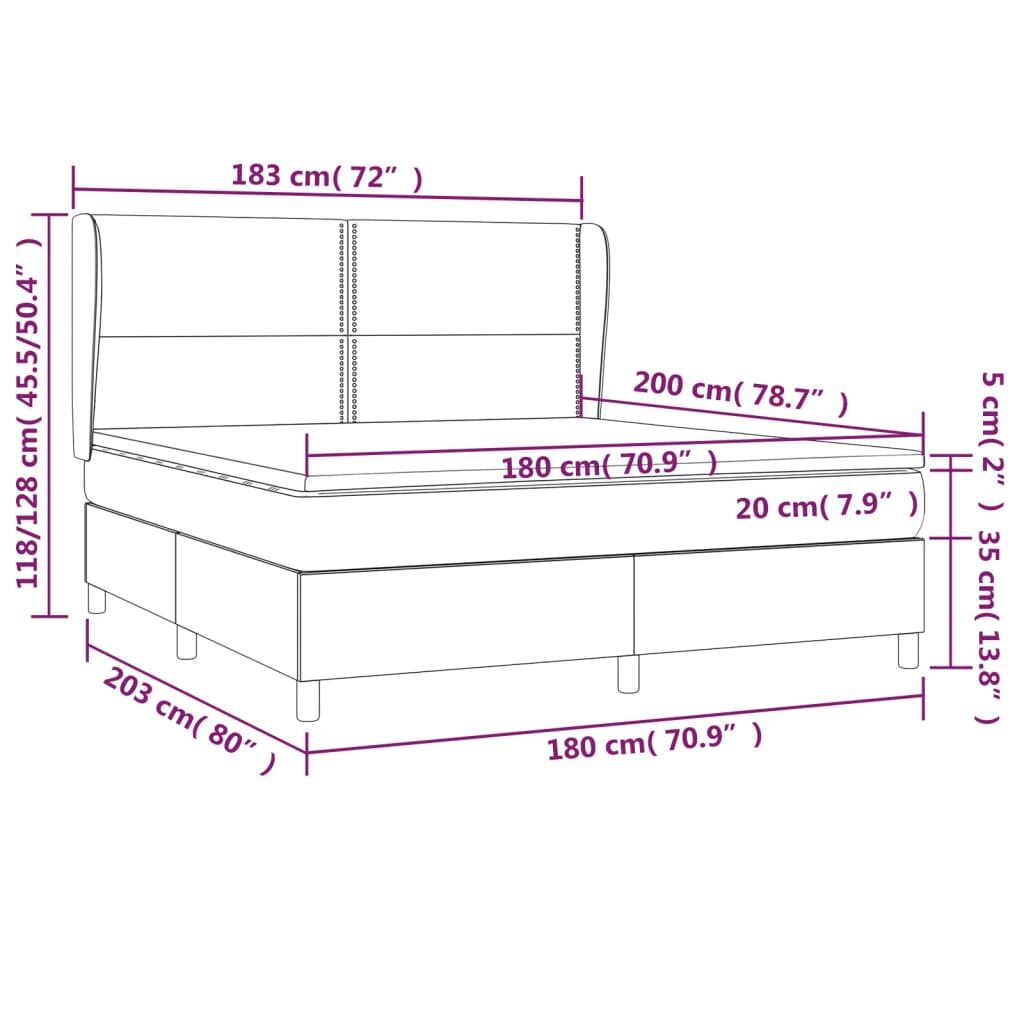 Κρεβάτι Boxspring με Στρώμα Κρεμ 180x200 εκ. Συνθετικό Δέρμα