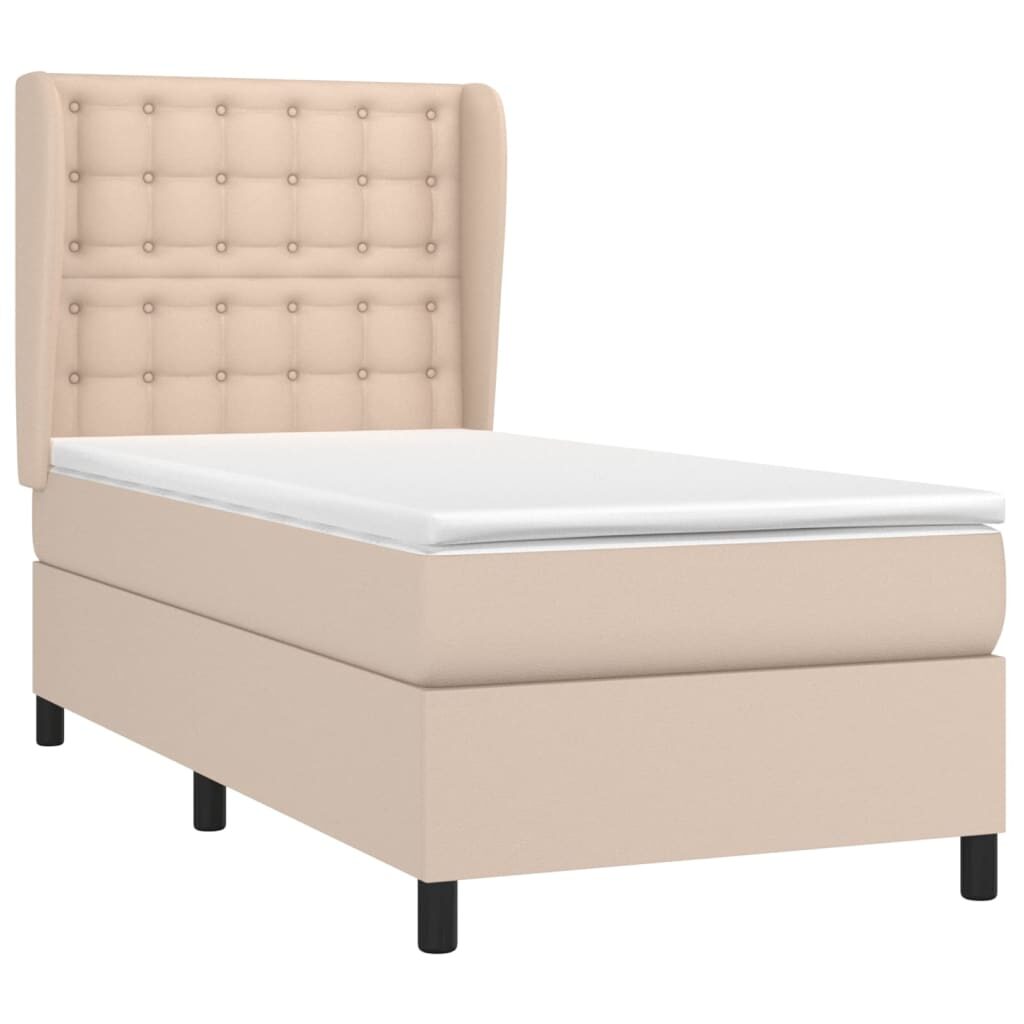 Κρεβάτι Boxspring με Στρώμα Καπουτσίνο 90x190εκ.από Συνθ. Δέρμα