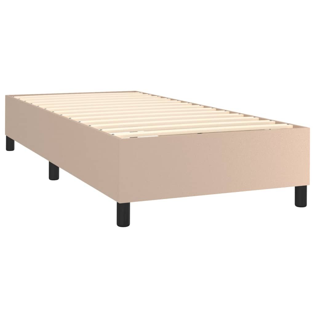 Κρεβάτι Boxspring με Στρώμα Καπουτσίνο 90x190εκ.από Συνθ. Δέρμα