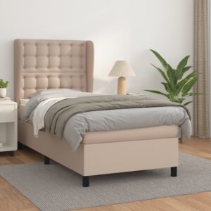 Κρεβάτι Boxspring με Στρώμα Καπουτσίνο 90x190εκ.από Συνθ. Δέρμα