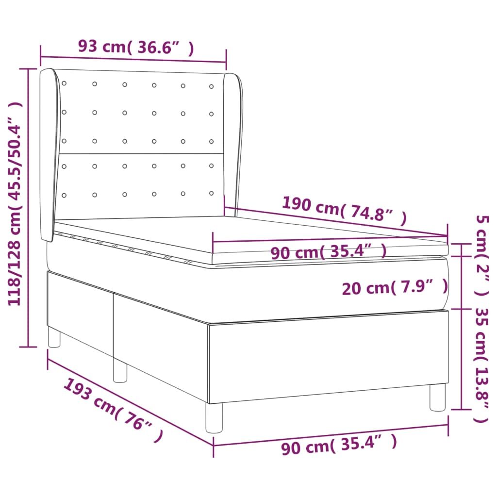 Κρεβάτι Boxspring με Στρώμα Καπουτσίνο 90x190εκ.από Συνθ. Δέρμα