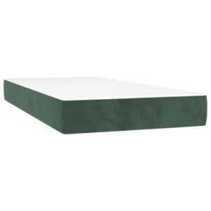 Κρεβάτι Boxspring με Στρώμα Σκούρο Πράσινο 80x200 εκ. Βελούδινο