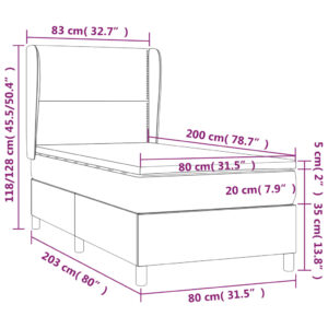 Κρεβάτι Boxspring με Στρώμα Σκούρο Πράσινο 80x200 εκ. Βελούδινο