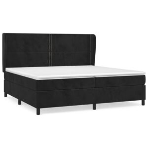 Κρεβάτι Boxspring με Στρώμα Μαύρο 200x200 εκ. Βελούδινο