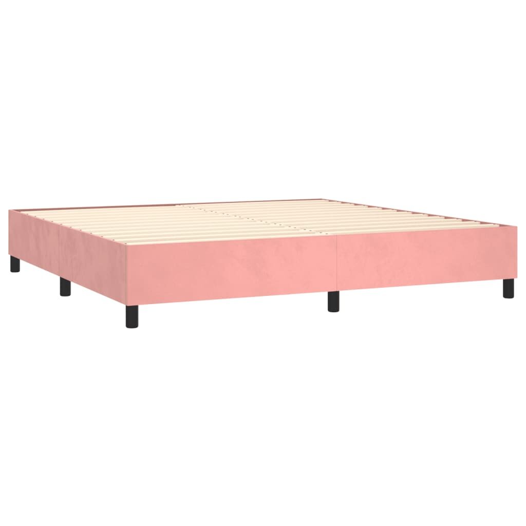 Κρεβάτι Boxspring με Στρώμα Ροζ 200x200 εκ. Βελούδινο