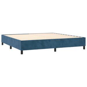 Κρεβάτι Boxspring με Στρώμα Σκούρο Μπλε 200x200 εκ. Βελούδινο