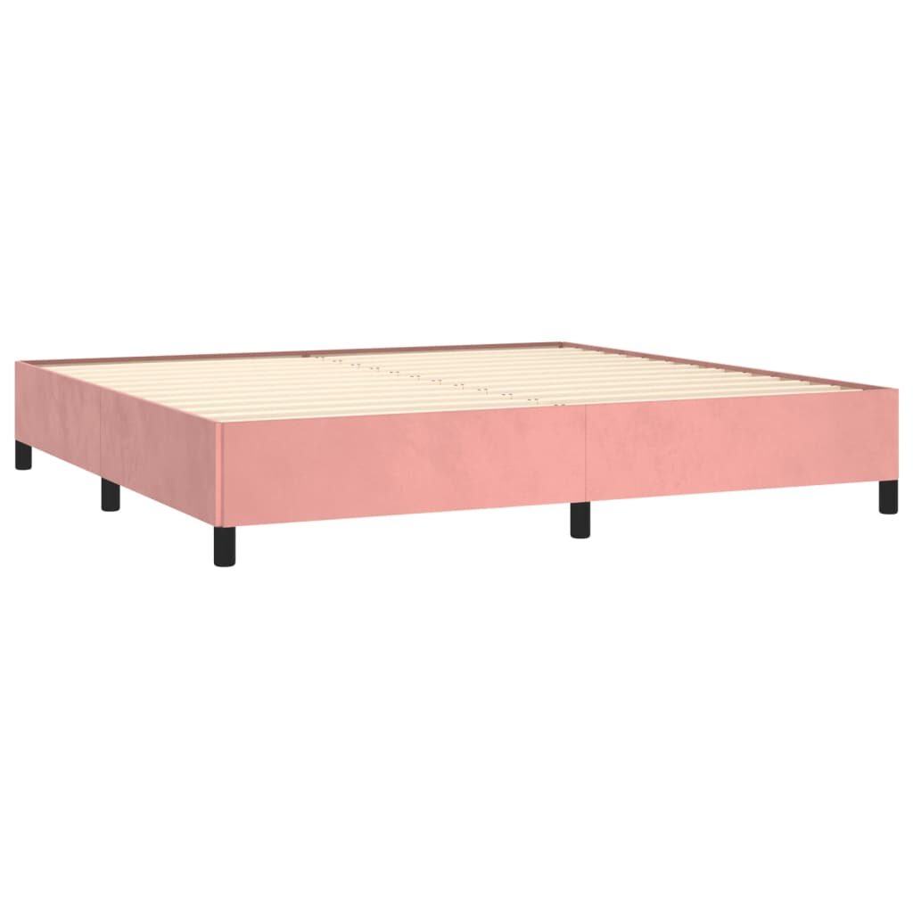 Κρεβάτι Boxspring με Στρώμα Ροζ 200x200 εκ. Βελούδινο