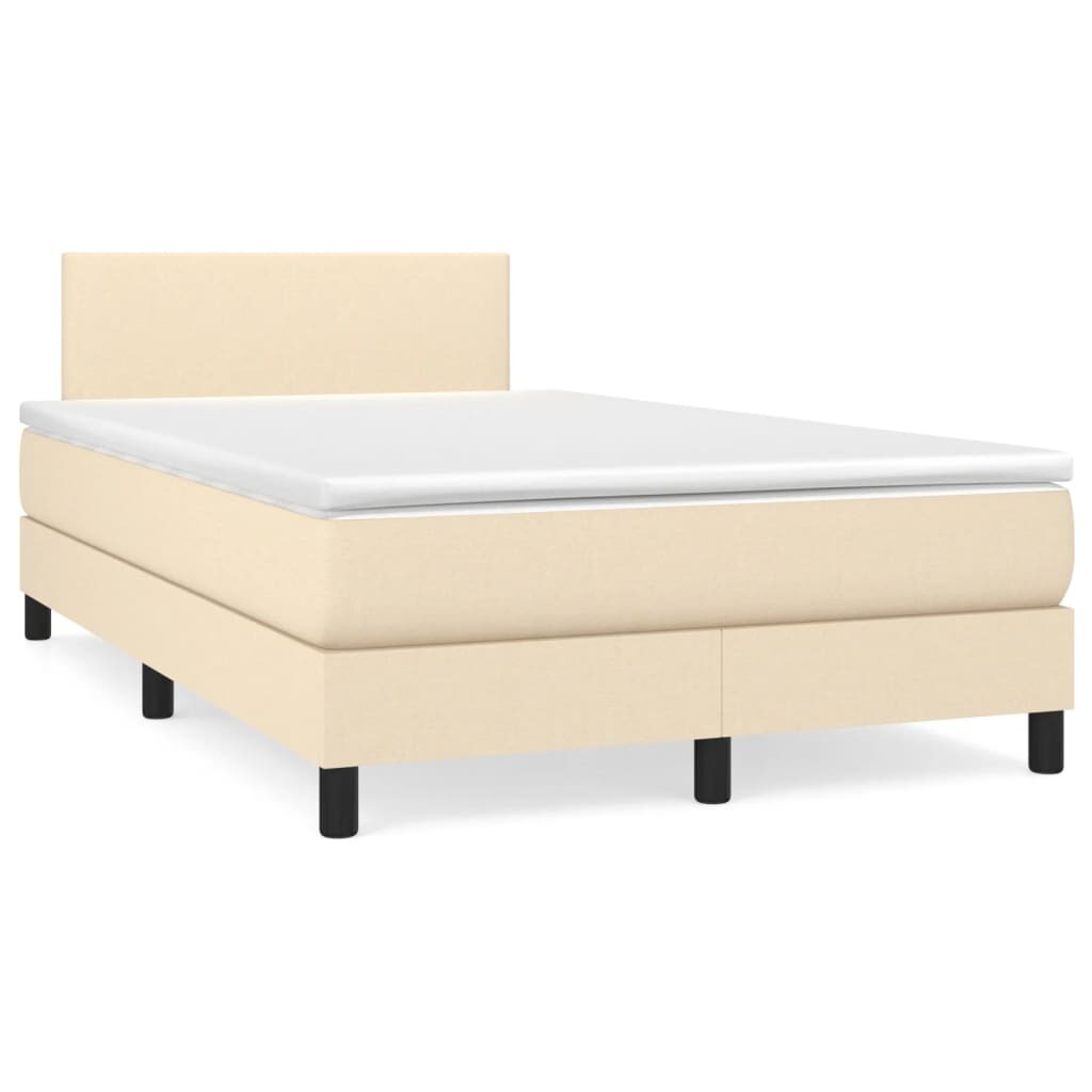 Κρεβάτι Boxspring με Στρώμα Κρεμ 120x200 εκ. Υφασμάτινο