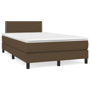 Κρεβάτι Boxspring με Στρώμα Σκούρο Καφέ 120x200 εκ. Υφασμάτινο