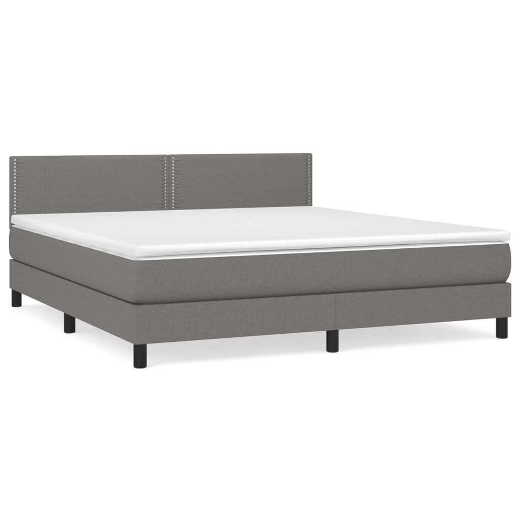 Κρεβάτι Boxspring με Στρώμα Σκούρο Γκρι 180x200 εκ Υφασμάτιν