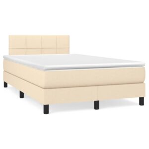 Κρεβάτι Boxspring με Στρώμα Κρεμ 120x200 εκ. Υφασμάτινο