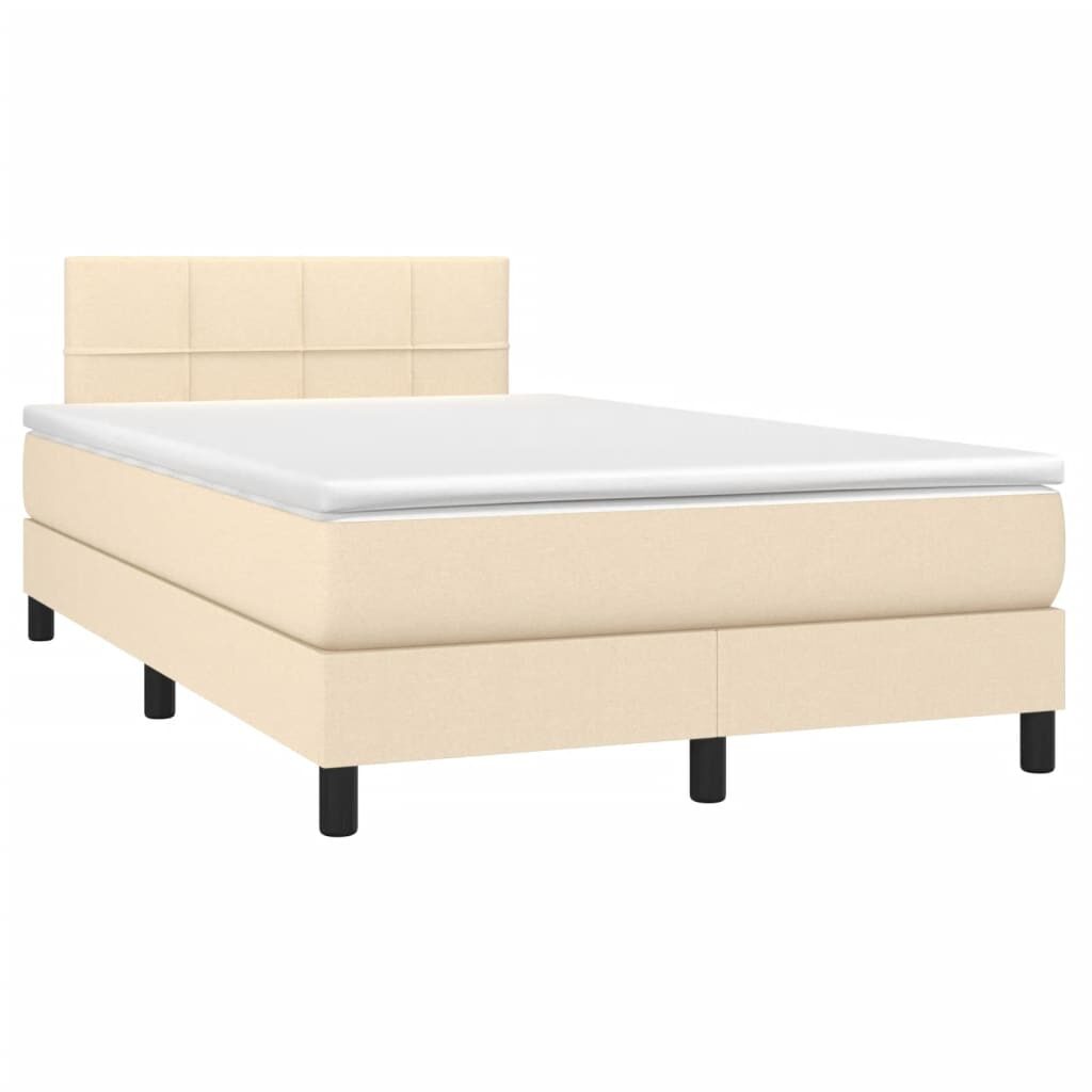 Κρεβάτι Boxspring με Στρώμα Κρεμ 120x200 εκ. Υφασμάτινο