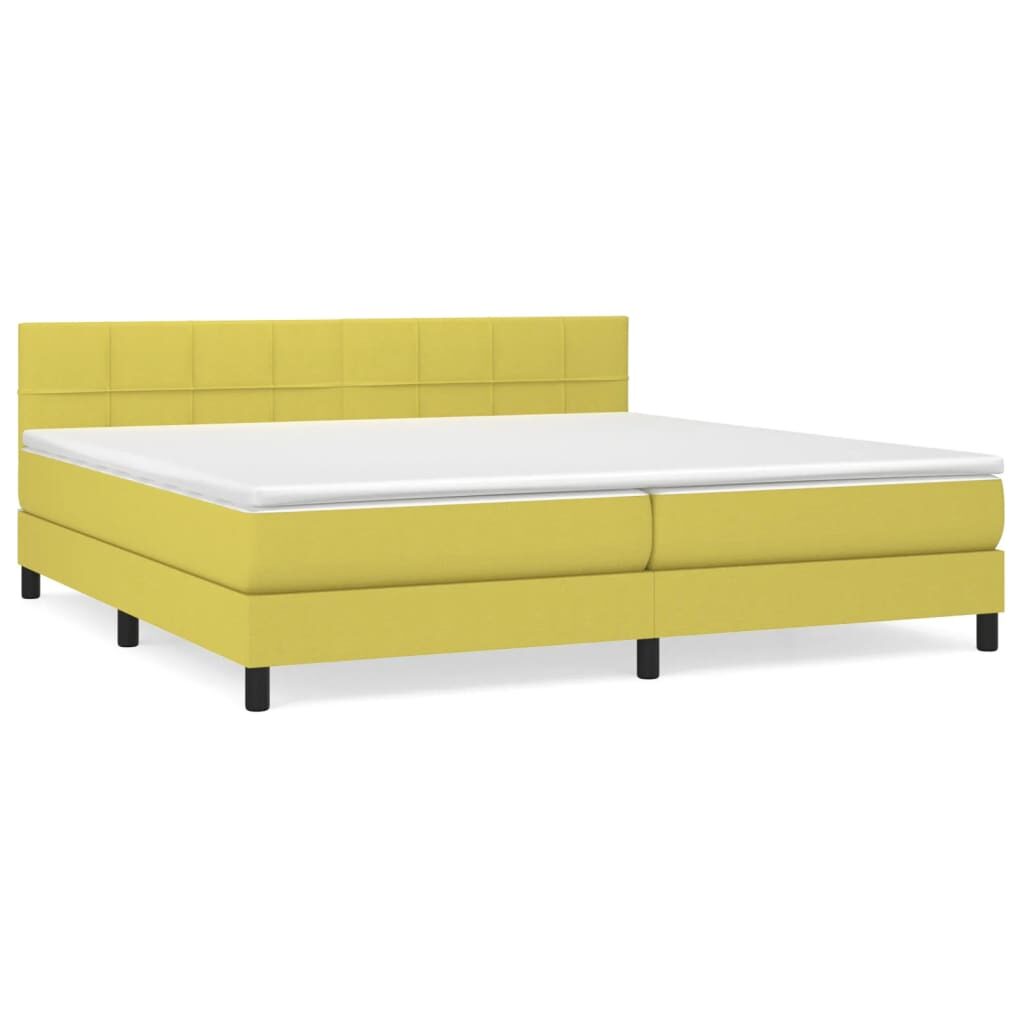 Κρεβάτι Boxspring με Στρώμα Πράσινο 200x200 εκ. Υφασμάτινο