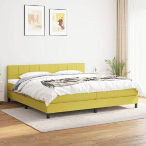 Κρεβάτι Boxspring με Στρώμα Πράσινο 200x200 εκ. Υφασμάτινο