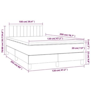 Κρεβάτι Boxspring με Στρώμα Σκούρο Καφέ 120x200 εκ. Υφασμάτινο