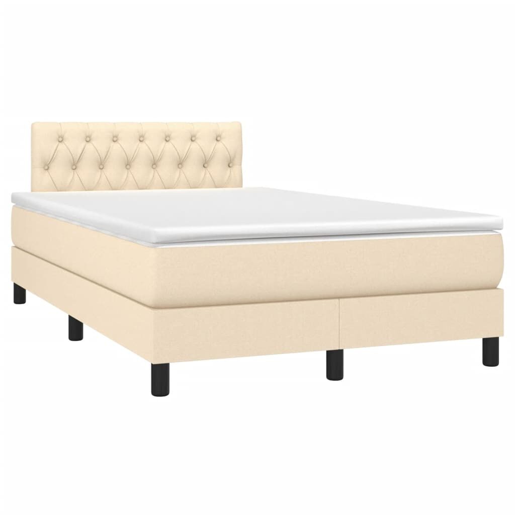 Κρεβάτι Boxspring με Στρώμα Κρεμ 120x200 εκ. Υφασμάτινο