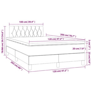 Κρεβάτι Boxspring με Στρώμα Κρεμ 120x200 εκ. Υφασμάτινο