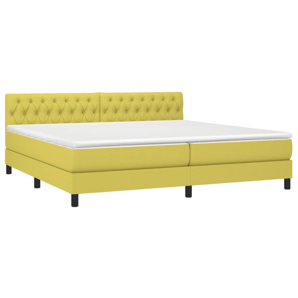 Κρεβάτι Boxspring με Στρώμα Πράσινο 200x200 εκ. Υφασμάτινο