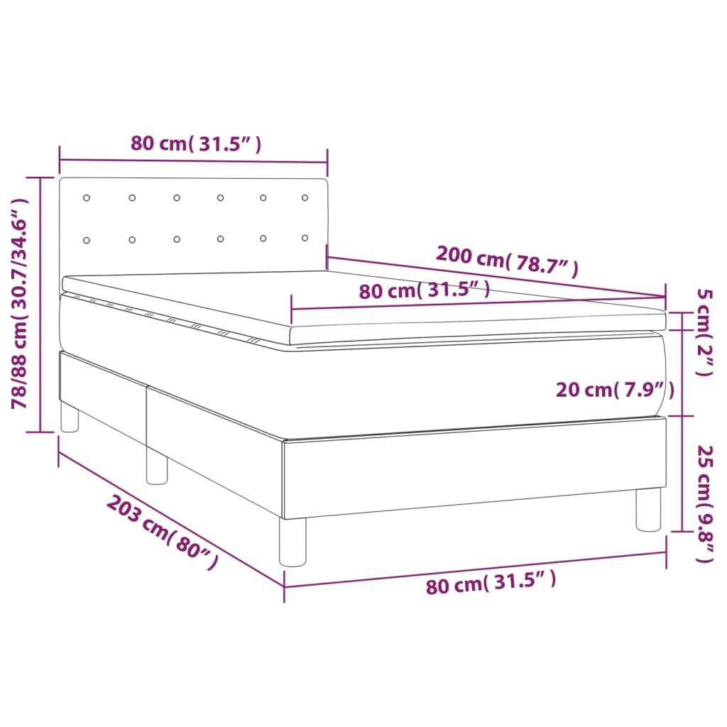 Κρεβάτι Boxspring με Στρώμα Πράσινο 80 x 200 εκ. Υφασμάτινο