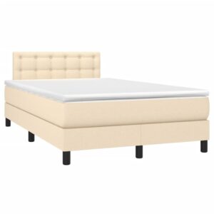 Κρεβάτι Boxspring με Στρώμα Κρεμ 120x200 εκ. Υφασμάτινο