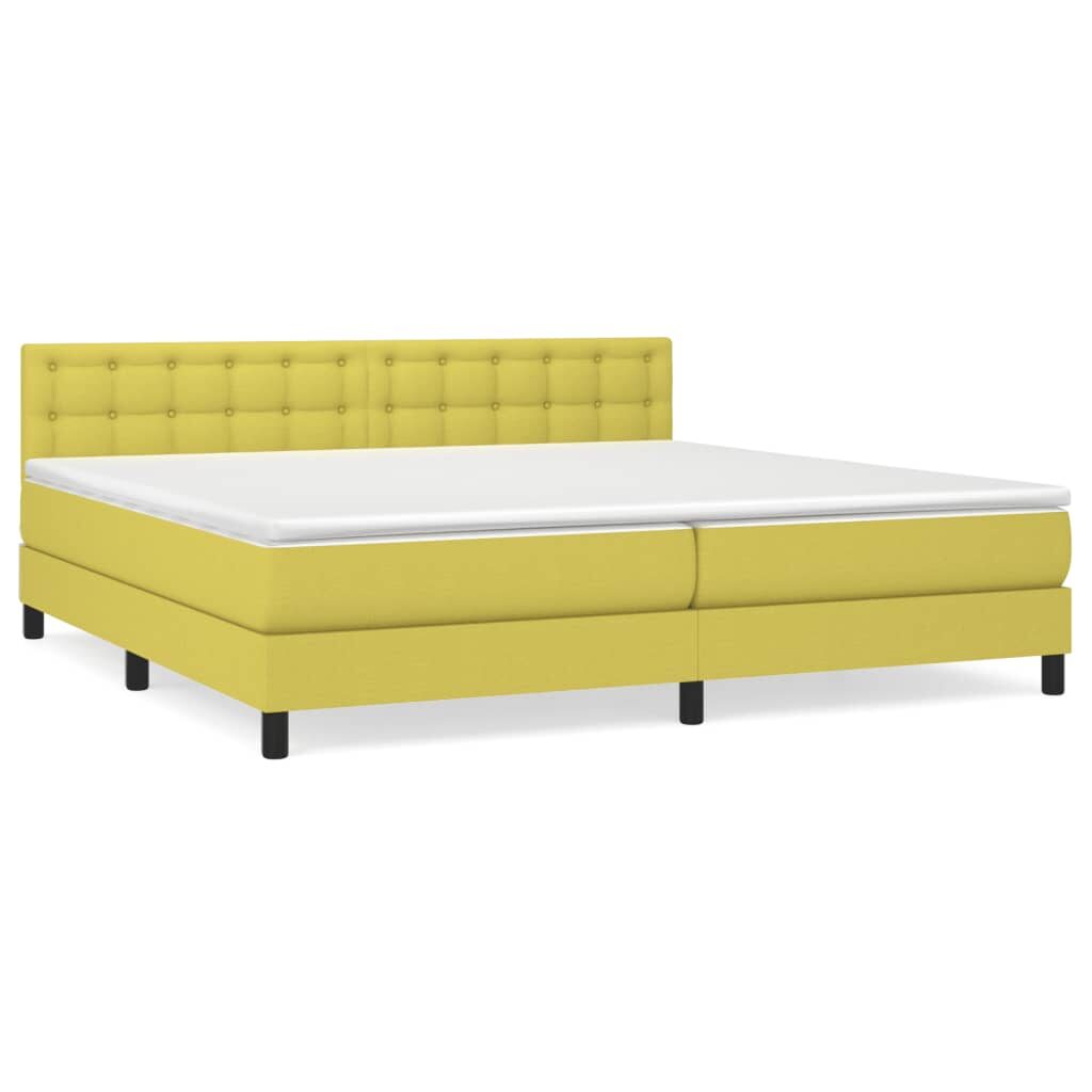 Κρεβάτι Boxspring με Στρώμα Πράσινο 200x200 εκ. Υφασμάτινο