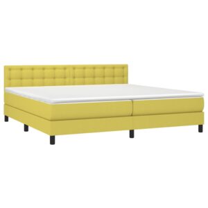 Κρεβάτι Boxspring με Στρώμα Πράσινο 200x200 εκ. Υφασμάτινο