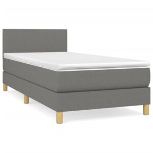 Κρεβάτι Boxspring με Στρώμα Σκούρο Γκρι 80x200 εκ. Υφασμάτινο