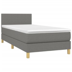 Κρεβάτι Boxspring με Στρώμα Σκούρο Γκρι 80x200 εκ. Υφασμάτινο