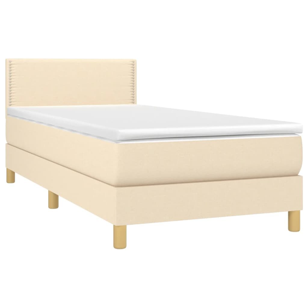 Κρεβάτι Boxspring με Στρώμα Κρεμ 80 x 200 εκ. Υφασμάτινο