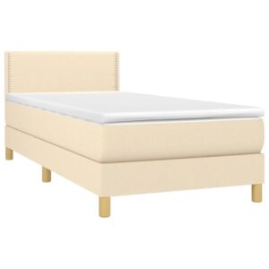 Κρεβάτι Boxspring με Στρώμα Κρεμ 80 x 200 εκ. Υφασμάτινο