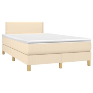 Κρεβάτι Boxspring με Στρώμα Κρεμ 120x200 εκ. Υφασμάτινο