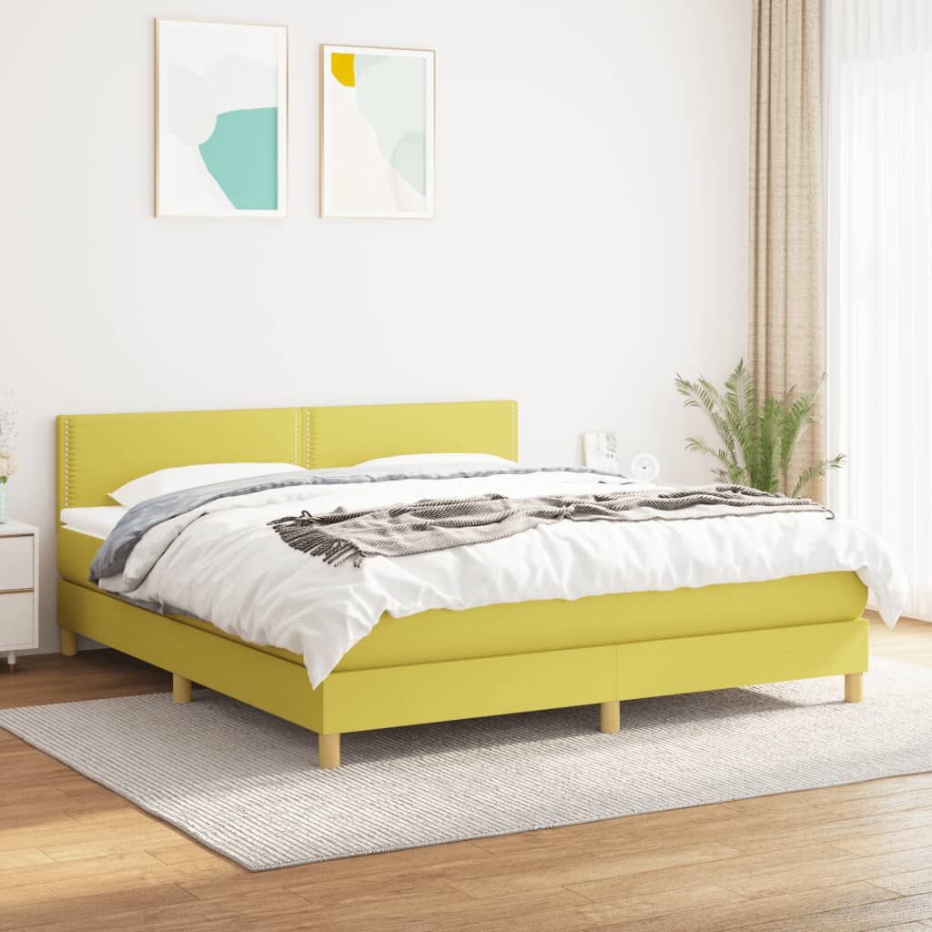 Κρεβάτι Boxspring με Στρώμα Πράσινο 160x200 εκ.Υφασμάτινο