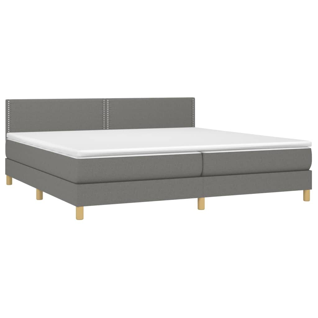 Κρεβάτι Boxspring με Στρώμα Σκούρο Γκρι 200x200 εκ. Υφασμάτινο