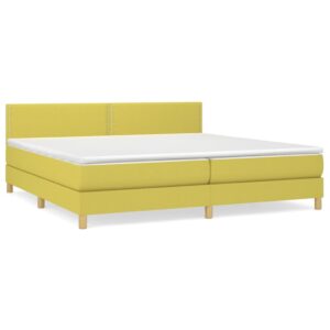 Κρεβάτι Boxspring με Στρώμα Πράσινο 200x200 εκ. Υφασμάτινο