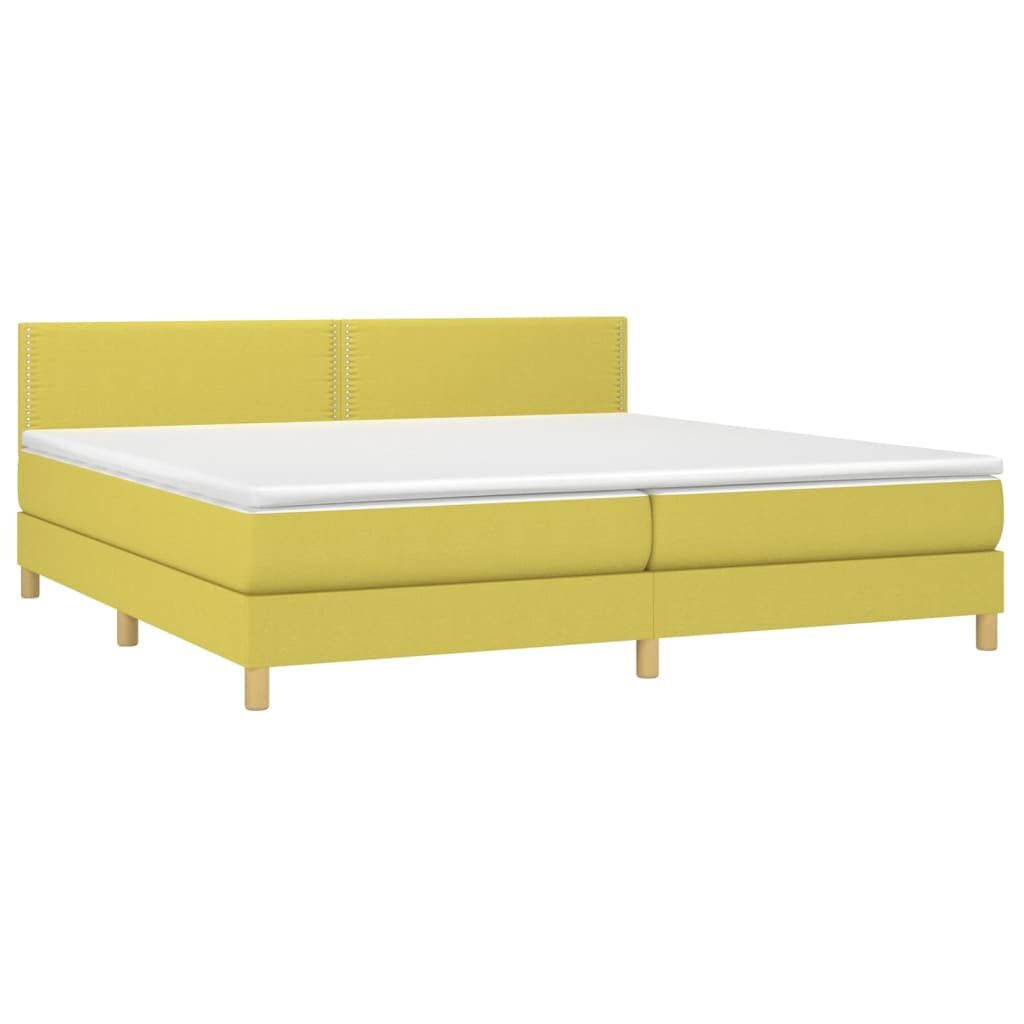 Κρεβάτι Boxspring με Στρώμα Πράσινο 200x200 εκ. Υφασμάτινο