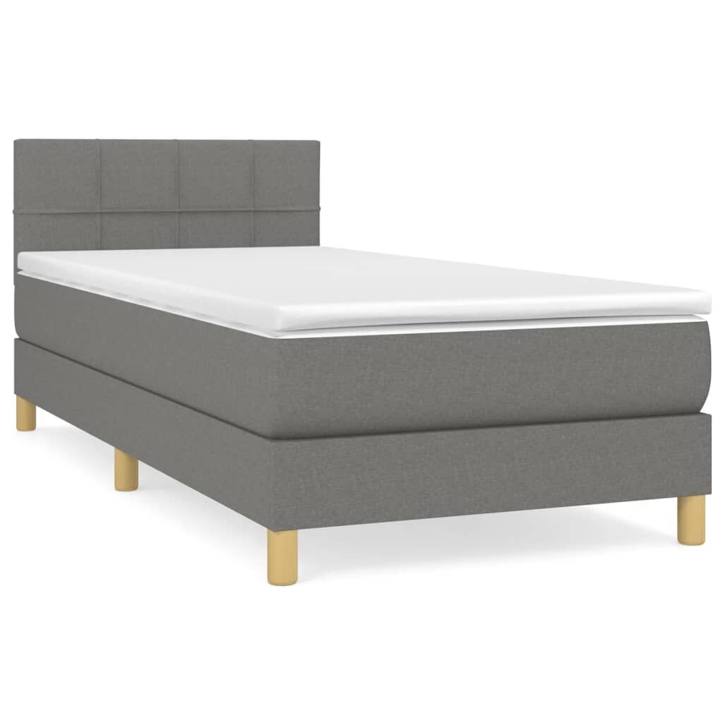 Κρεβάτι Boxspring με Στρώμα Σκούρο Γκρι 80x200 εκ. Υφασμάτινο