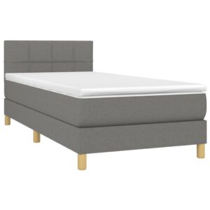 Κρεβάτι Boxspring με Στρώμα Σκούρο Γκρι 80x200 εκ. Υφασμάτινο