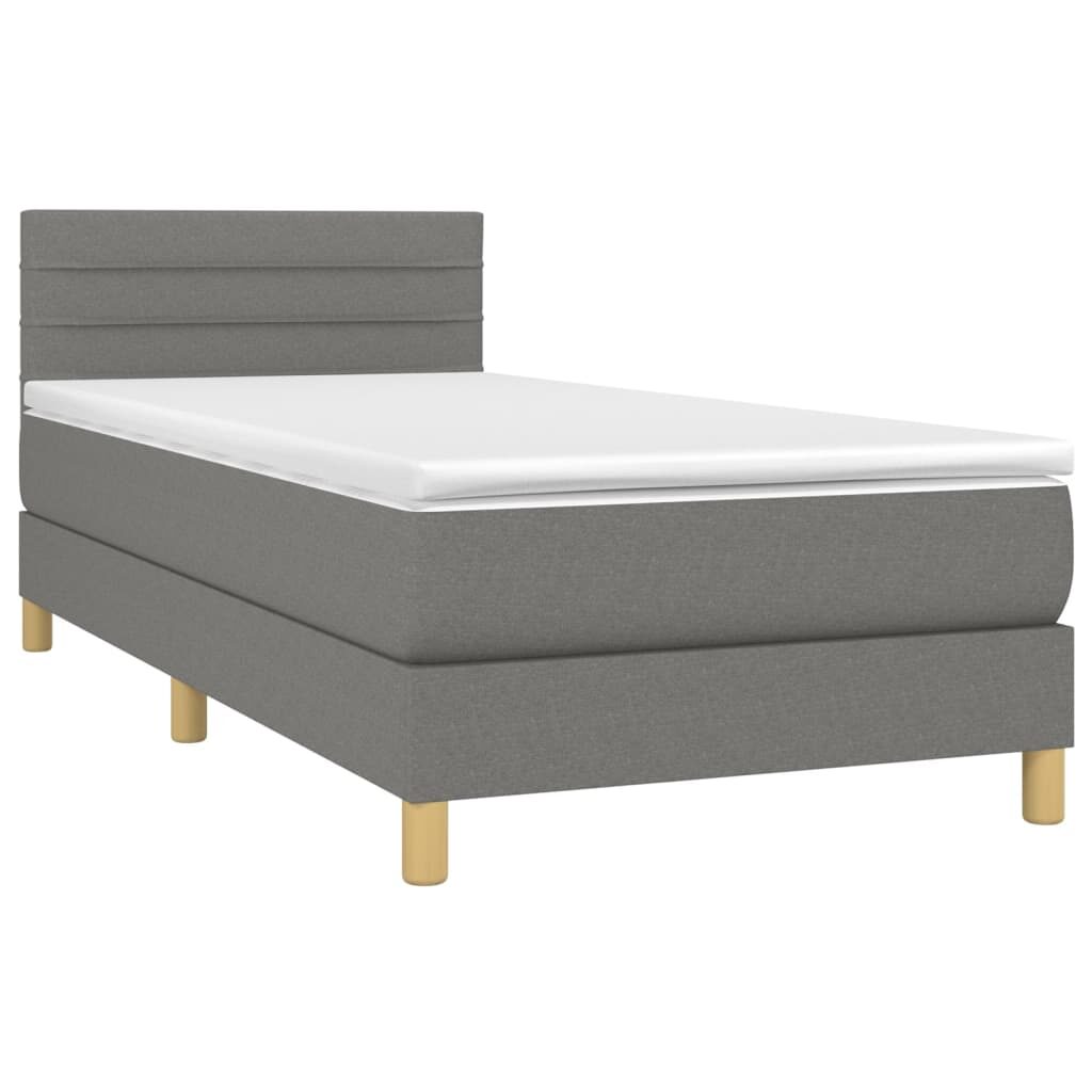 Κρεβάτι Boxspring με Στρώμα Σκούρο Γκρι 80x200 εκ. Υφασμάτινο