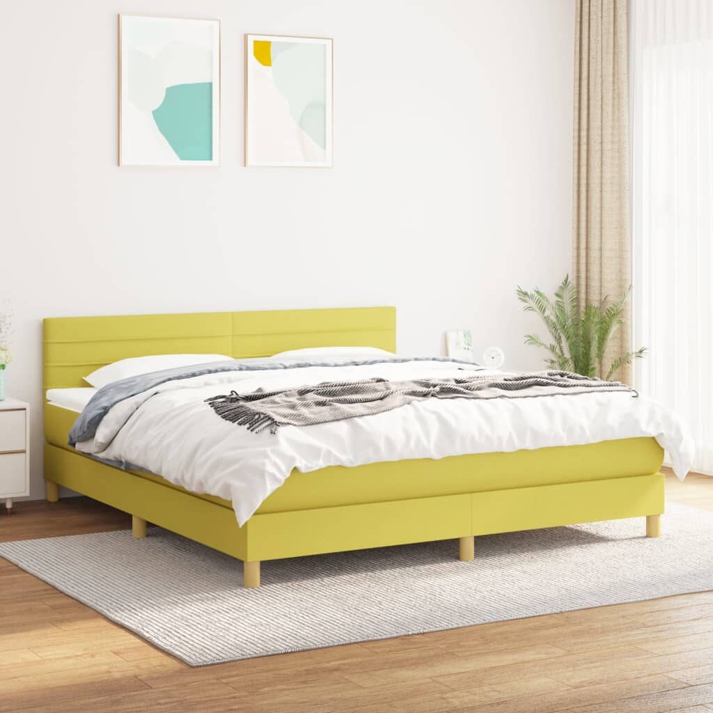 Κρεβάτι Boxspring με Στρώμα Πράσινο 160x200 εκ.Υφασμάτινο