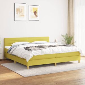 Κρεβάτι Boxspring με Στρώμα Πράσινο 200x200 εκ. Υφασμάτινο