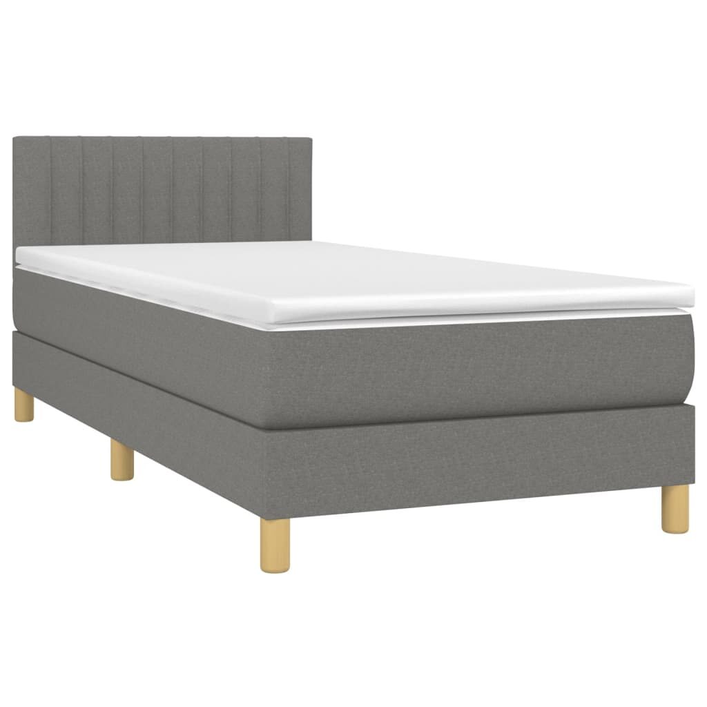 Κρεβάτι Boxspring με Στρώμα Σκούρο Γκρι 80x200 εκ. Υφασμάτινο