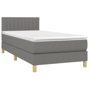 Κρεβάτι Boxspring με Στρώμα Σκούρο Γκρι 80x200 εκ. Υφασμάτινο