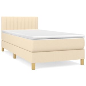 Κρεβάτι Boxspring με Στρώμα Κρεμ 80 x 200 εκ. Υφασμάτινο