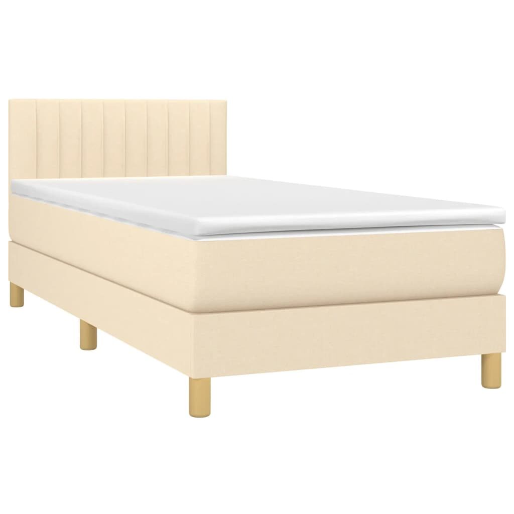 Κρεβάτι Boxspring με Στρώμα Κρεμ 80 x 200 εκ. Υφασμάτινο