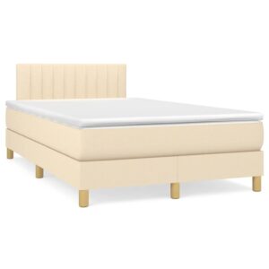 Κρεβάτι Boxspring με Στρώμα Κρεμ 120x200 εκ. Υφασμάτινο