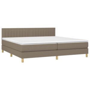 Κρεβάτι Boxspring με Στρώμα Taupe 200x200 εκ. Υφασμάτινο