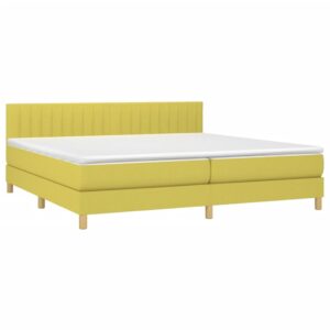 Κρεβάτι Boxspring με Στρώμα Πράσινο 200x200 εκ. Υφασμάτινο