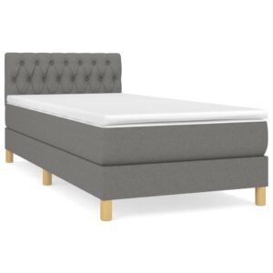 Κρεβάτι Boxspring με Στρώμα Σκούρο Γκρι 80x200 εκ. Υφασμάτινο