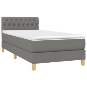 Κρεβάτι Boxspring με Στρώμα Σκούρο Γκρι 80x200 εκ. Υφασμάτινο